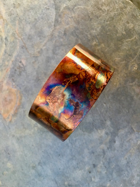 1" Firepainted Copper Cuff Bracelet