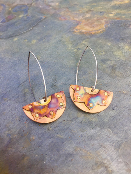 Summer Solstice Sunshine Earrings HAND SAWN ONE OF A KIND PAIR