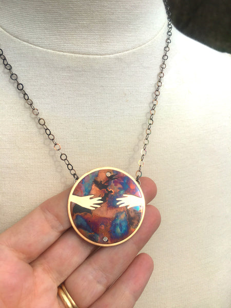 Mother Earth Pendant SIGNATURE PIECE ONE OF A KIND, Hand Sawn