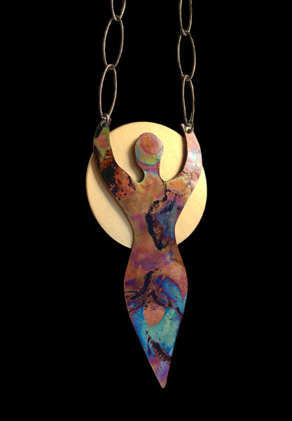 Moon Goddess Firepainted Necklace.