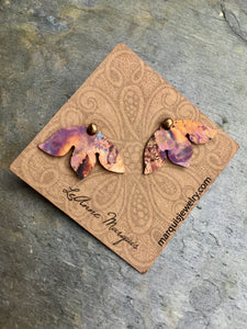 firepainted earrings, copper earrings, flame painted copper earrings, flame painted earrings, flame painted jewelry, firepainted jewelry, firepainted copper earrings