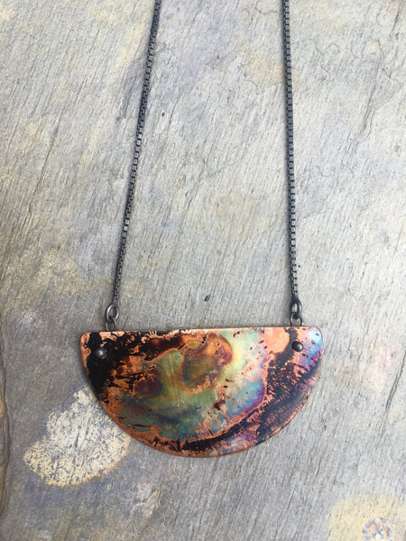 “Firepainted” Half Moon Necklace (Med) Classic Design Favorite