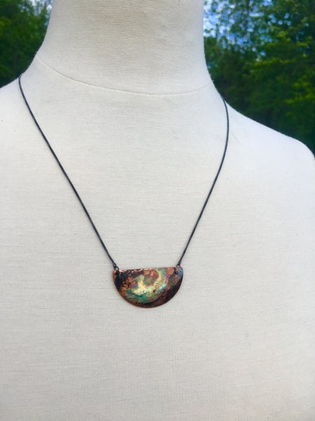 “Firepainted” Half Moon Necklace (Med) Classic Design Favorite