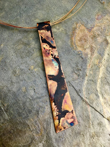 firepainted copper necklace, firepainted copper, copper jewelry, copper necklace, flame painted copper necklace, flame painted copper, flame painted copper necklace