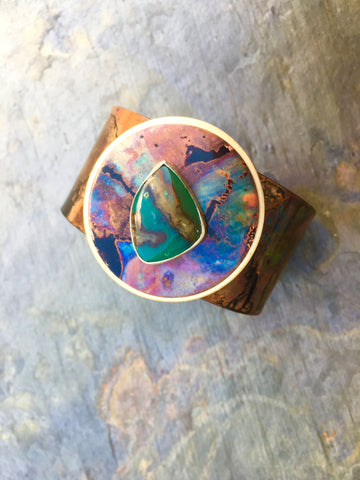 Painting with Fire Boulder Chrysoprase Cuff